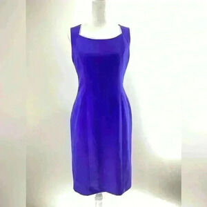 4 KASPER Cobalt Blue Women MIDI Dress Office or Party Sleeveless Lined D26